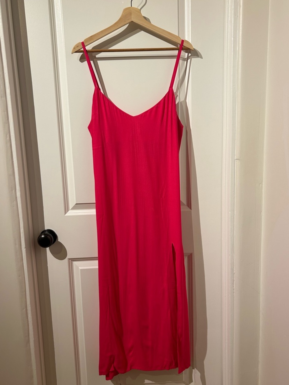 Reformation Crimini Dress in Corvette (Hot Pink)